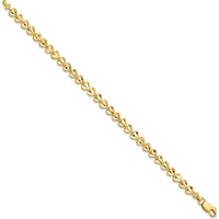10K Yellow Gold Heart Link Bracelet - 7" Length, 5.75mm Width