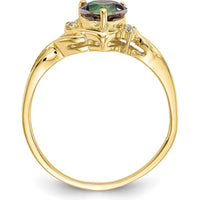 10K Yellow Gold Heart Mystic Fire Topaz & Diamond Ring - 1.08 Carat Topaz & .01 Carat Diamond Weight