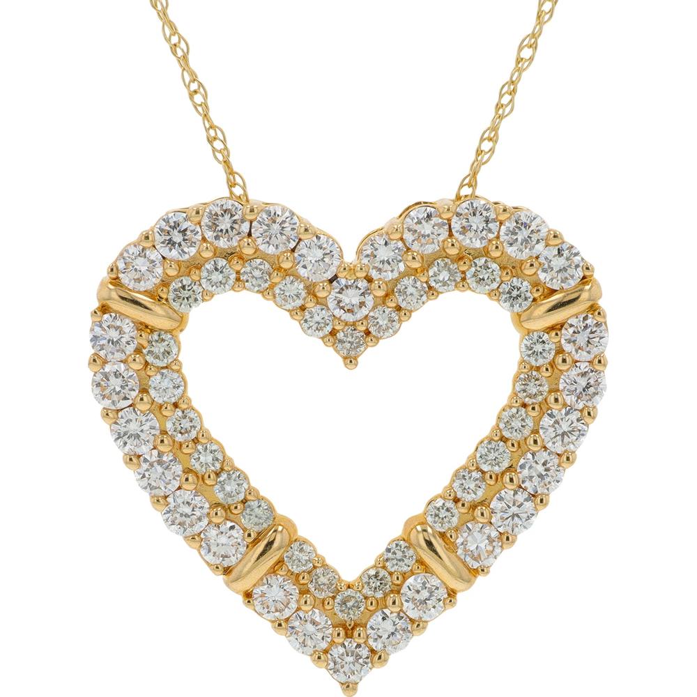 10K Yellow Gold Heart Pendant with 1 Carat Lab Grown Diamonds