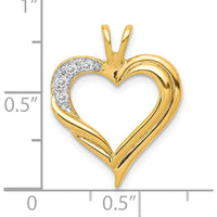 10K Yellow Gold Heart Pendant with 5 Round Diamonds - 0.10 Carat Total Diamond Weight by Oro Pregiato