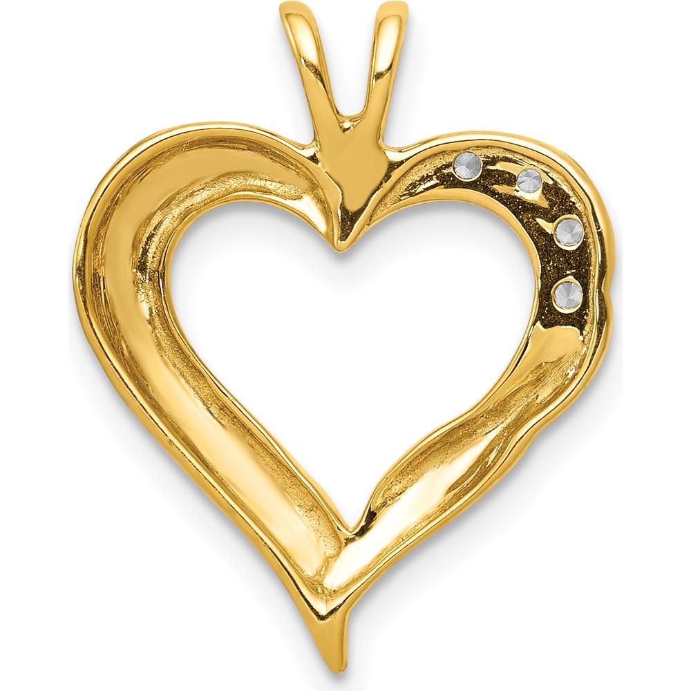 10K Yellow Gold Heart Pendant with 5 Round Diamonds - 0.10 Carat Total Diamond Weight by Oro Pregiato