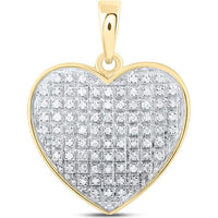 10K Yellow Gold Heart Pendant with Pave-Set Round Diamonds - 0.25 Carat Total Diamond Weight