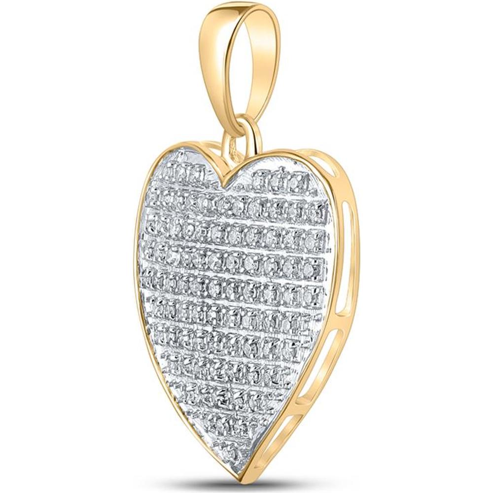 10K Yellow Gold Heart Pendant with Pave-Set Round Diamonds - 0.25 Carat Total Diamond Weight