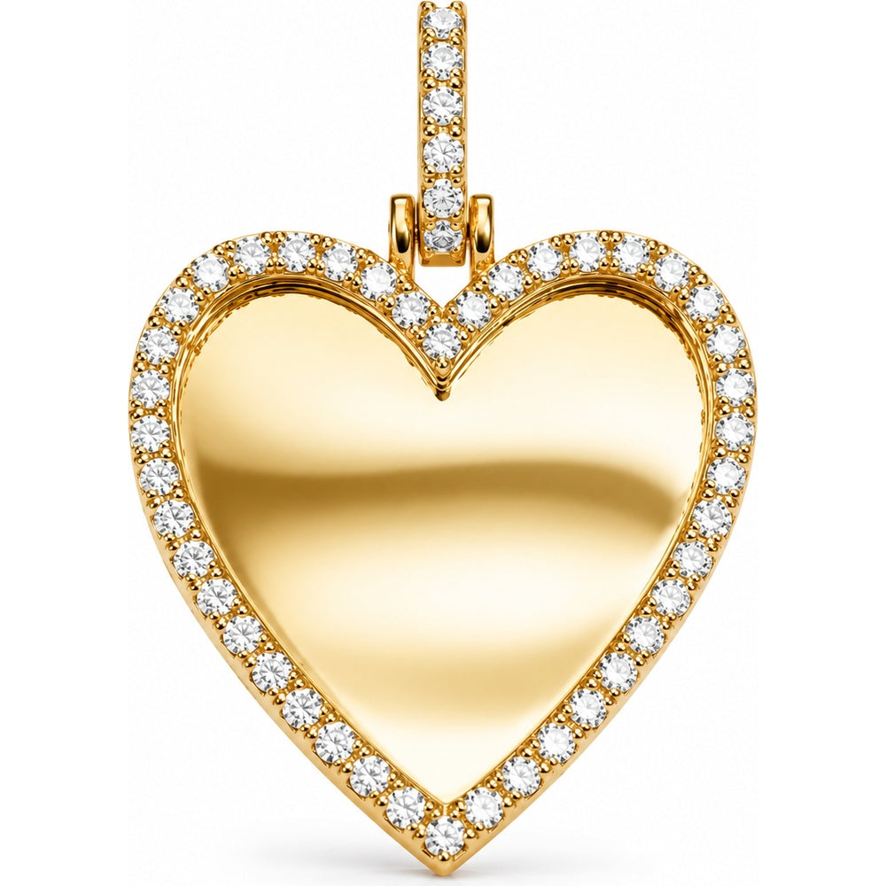 10K Yellow Gold Heart Pendant with Prong-Set Round Diamonds - 1.52 Carat Total Diamond Weight by Auriventus