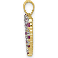 10K Yellow Gold Heart Pendant with Round Rubies and Diamonds - 0.5 Carat Total Ruby Weight, 0.03 Carat Total Diamond Weight by Lumare Gioia