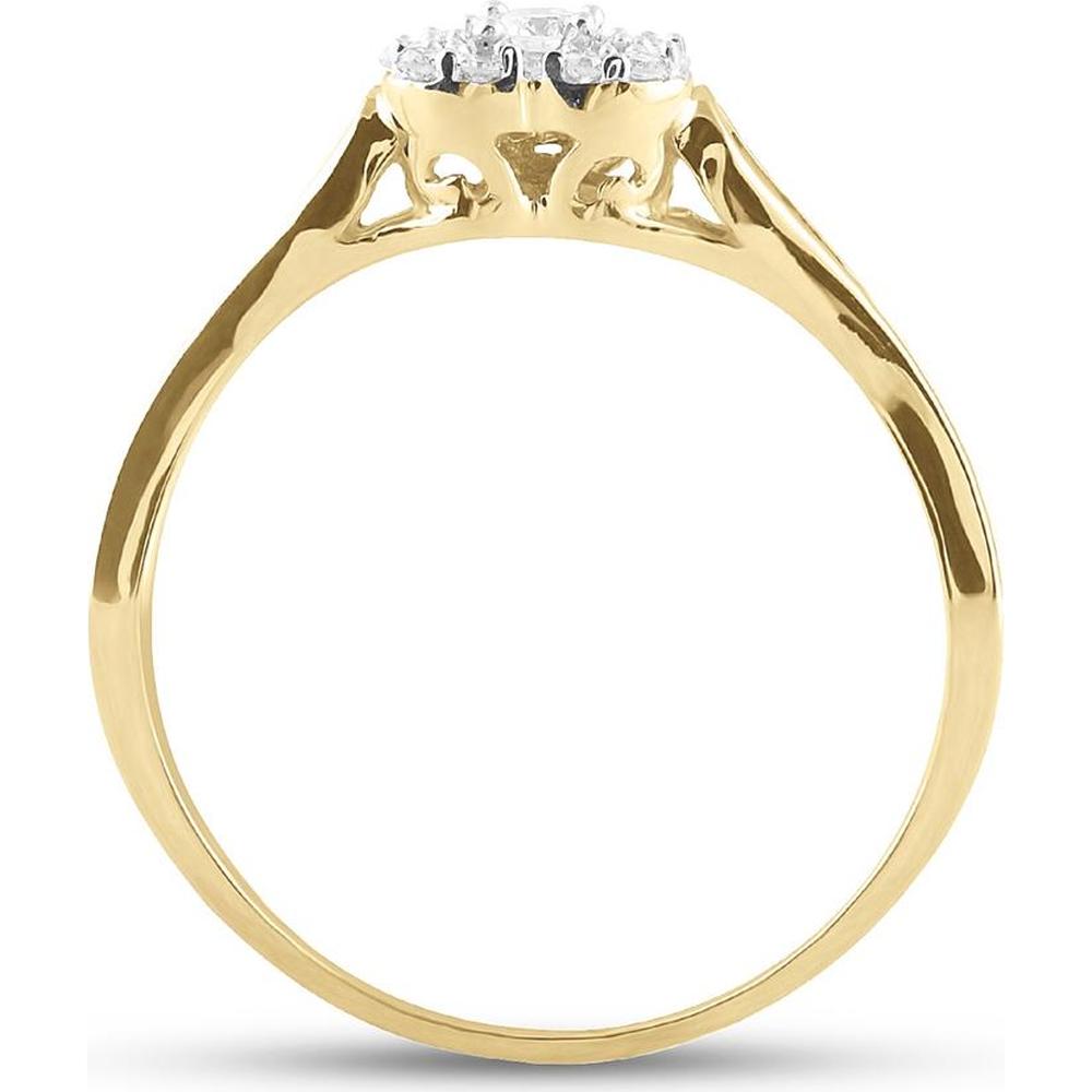 10K Yellow Gold Heart Promise Ring with Prong-Set Round Diamonds - 1/8 Carat Total Diamond Weight
