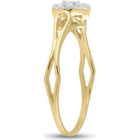 10K Yellow Gold Heart Promise Ring with Prong-Set Round Diamonds - 1/8 Carat Total Diamond Weight