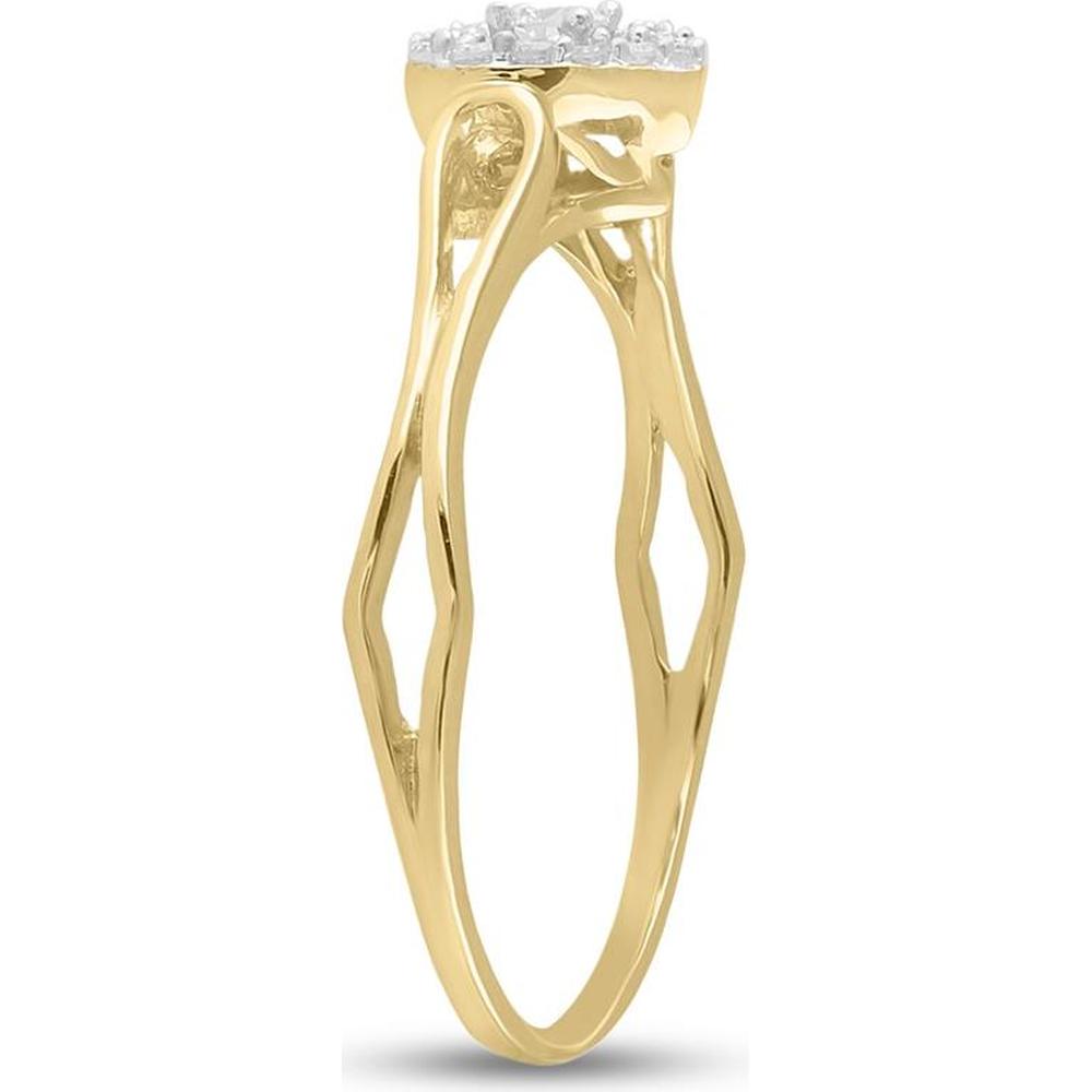 10K Yellow Gold Heart Promise Ring with Prong-Set Round Diamonds - 1/8 Carat Total Diamond Weight