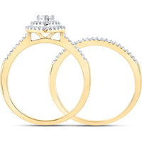 10K Yellow Gold Heart-Shaped Bridal Wedding Ring Set with Round Diamonds - 1/3 Carat Total Diamond Weight