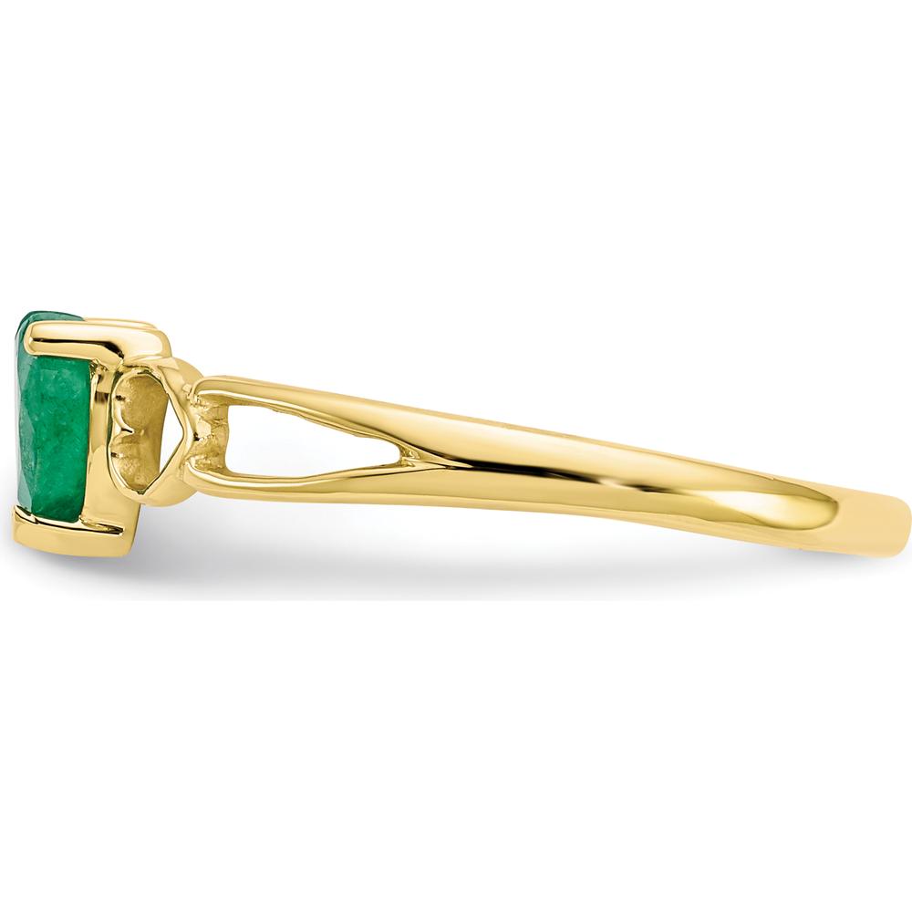 10K Yellow Gold Heart-Shaped Genuine Emerald Birthstone Ring - 0.43 Carat Natural Emerald