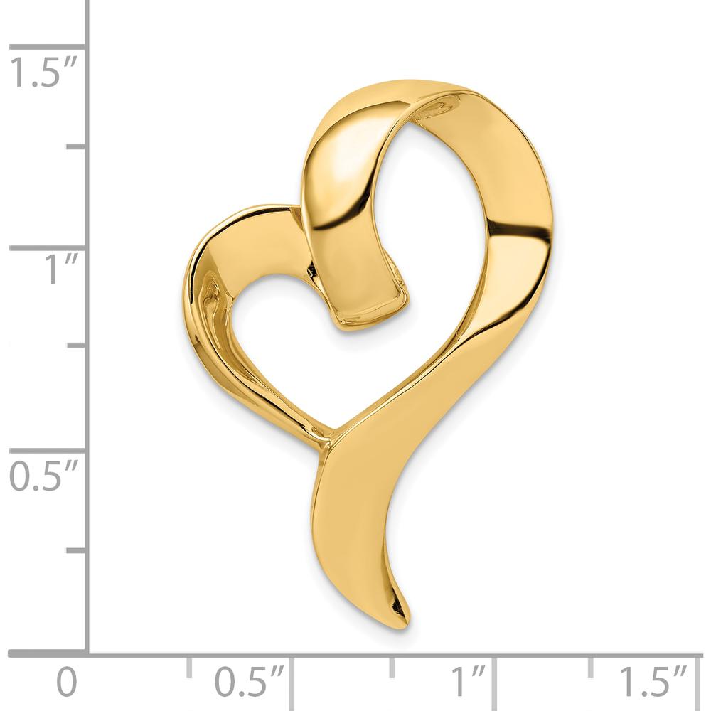 10K Yellow Gold Heart-Shaped Pendant Slide - Elegant & Timeless Design