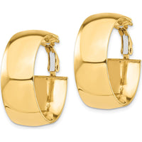 10K Yellow Gold High Polished 10mm Omega Back Hoop Earrings