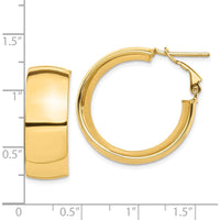 10K Yellow Gold High Polished 10mm Omega Back Hoop Earrings