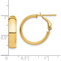 10K Yellow Gold High Polished 5mm Omega Back Hoop Earrings