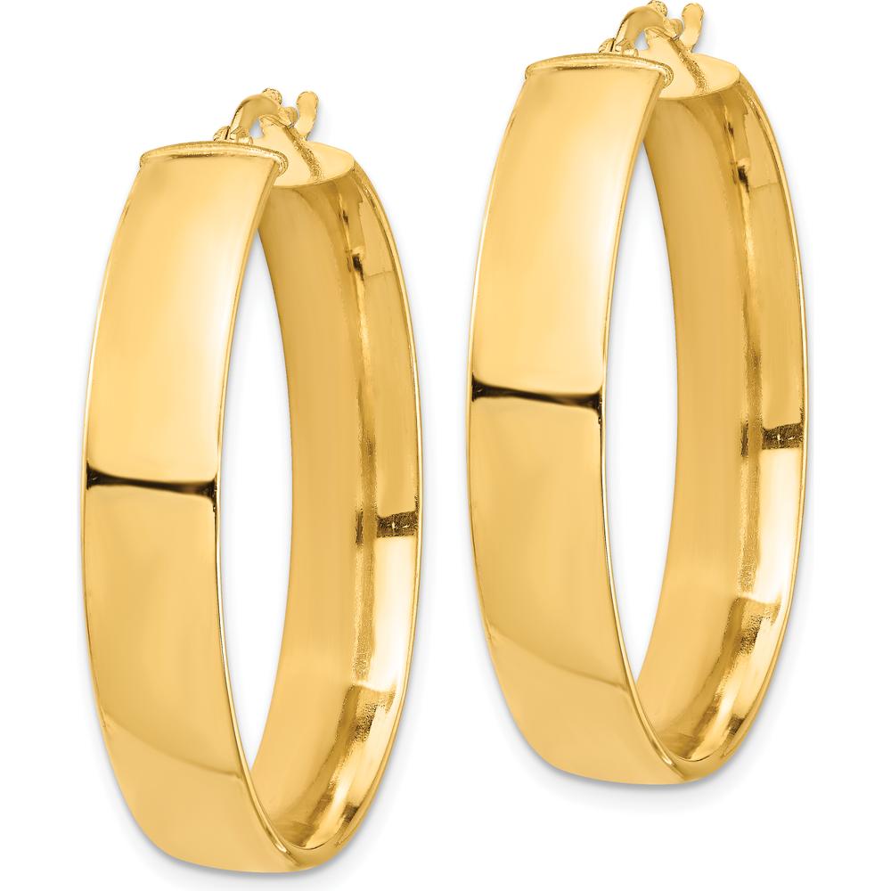 10K Yellow Gold High Polished 7mm Hoop Earrings