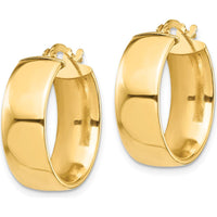 10K Yellow Gold High Polished 7mm Large Hoop Earrings
