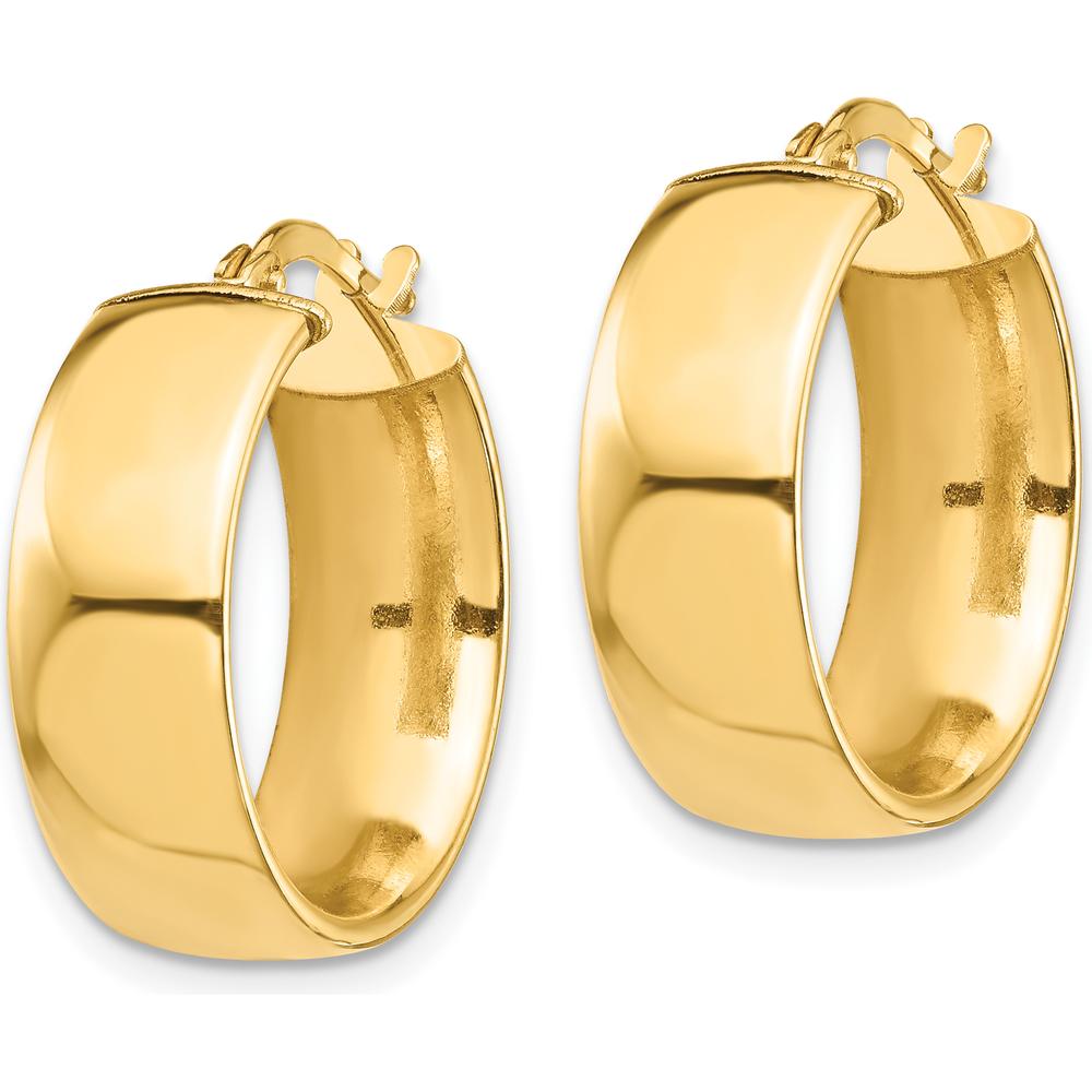 10K Yellow Gold High Polished 7mm Large Hoop Earrings
