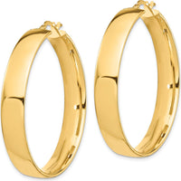 10K Yellow Gold High Polished 7mm Large Hoop Earrings - Sleek and Timeless Design
