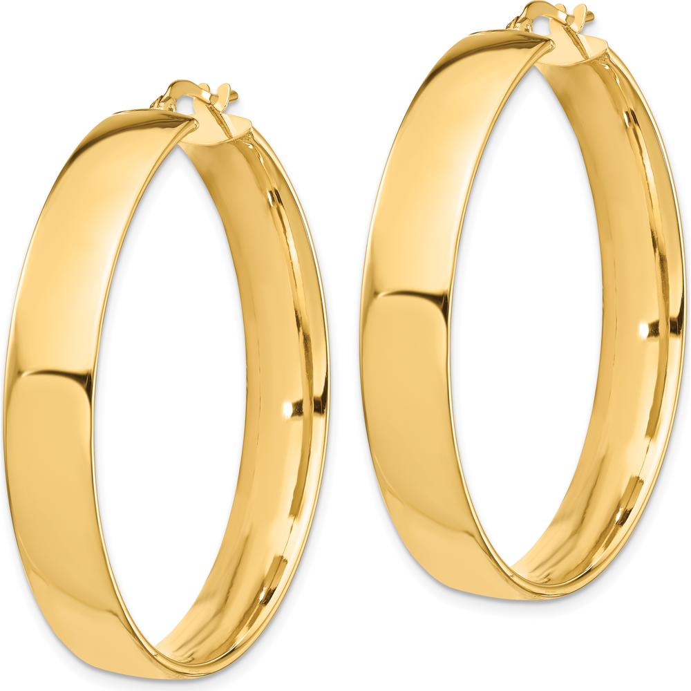 10K Yellow Gold High Polished 7mm Large Hoop Earrings - Sleek and Timeless Design