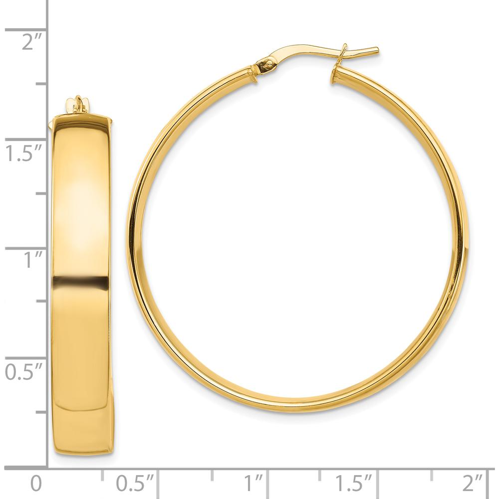 10K Yellow Gold High Polished 7mm Large Hoop Earrings - Sleek and Timeless Design