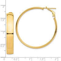 10K Yellow Gold High Polished 7mm Large Hoop Earrings with Omega Back Closure