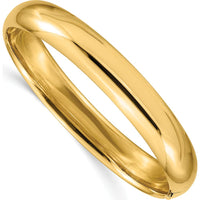 10K Yellow Gold High Polished Hinged Bangle Bracelet - 7" Length