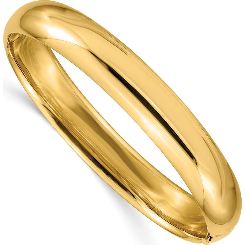 10K Yellow Gold High Polished Hinged Bangle Bracelet - 7" Length