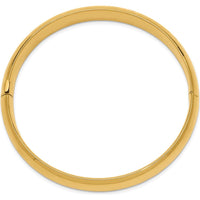 10K Yellow Gold High Polished Hinged Bangle Bracelet - 7" Length