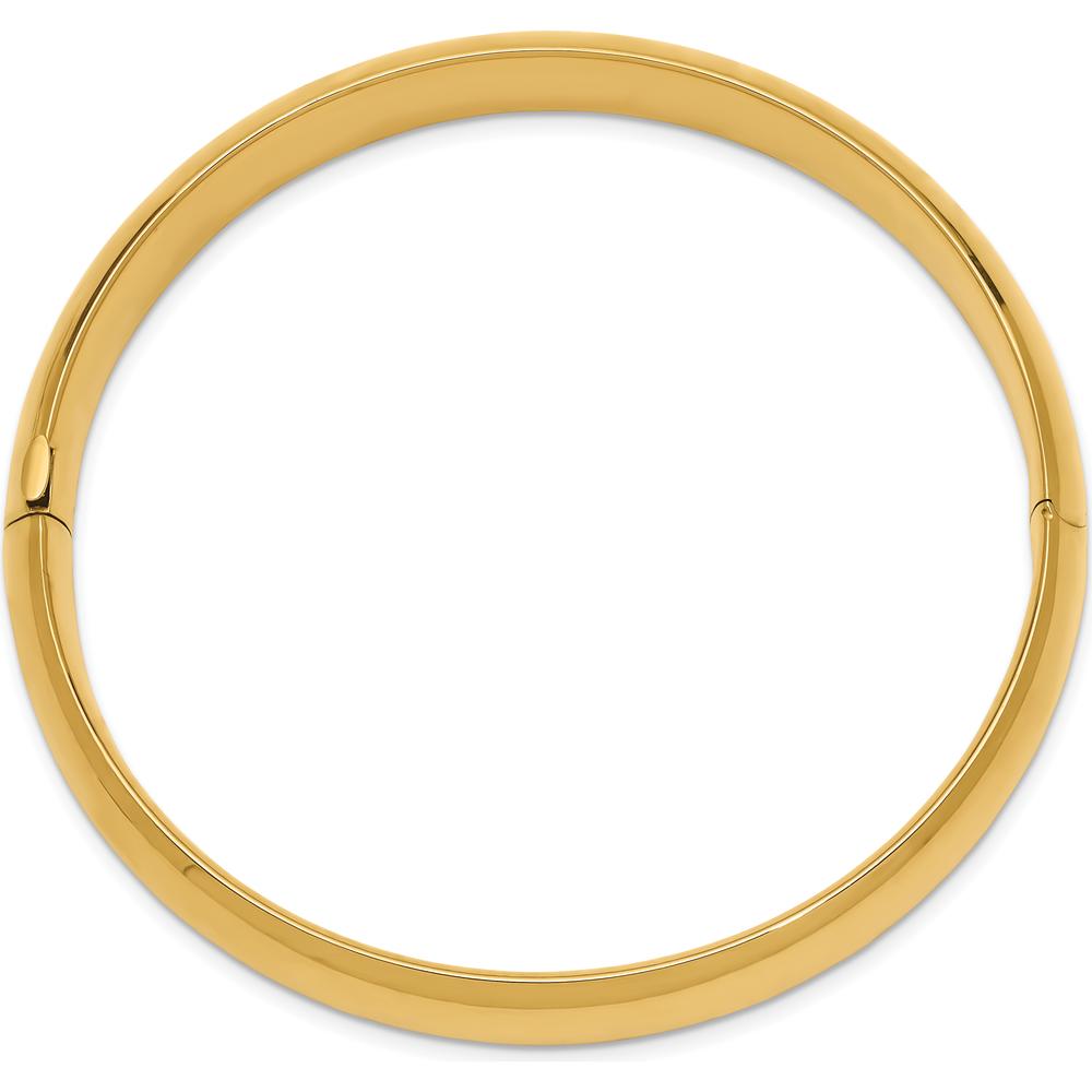 10K Yellow Gold High Polished Hinged Bangle Bracelet - 7" Length