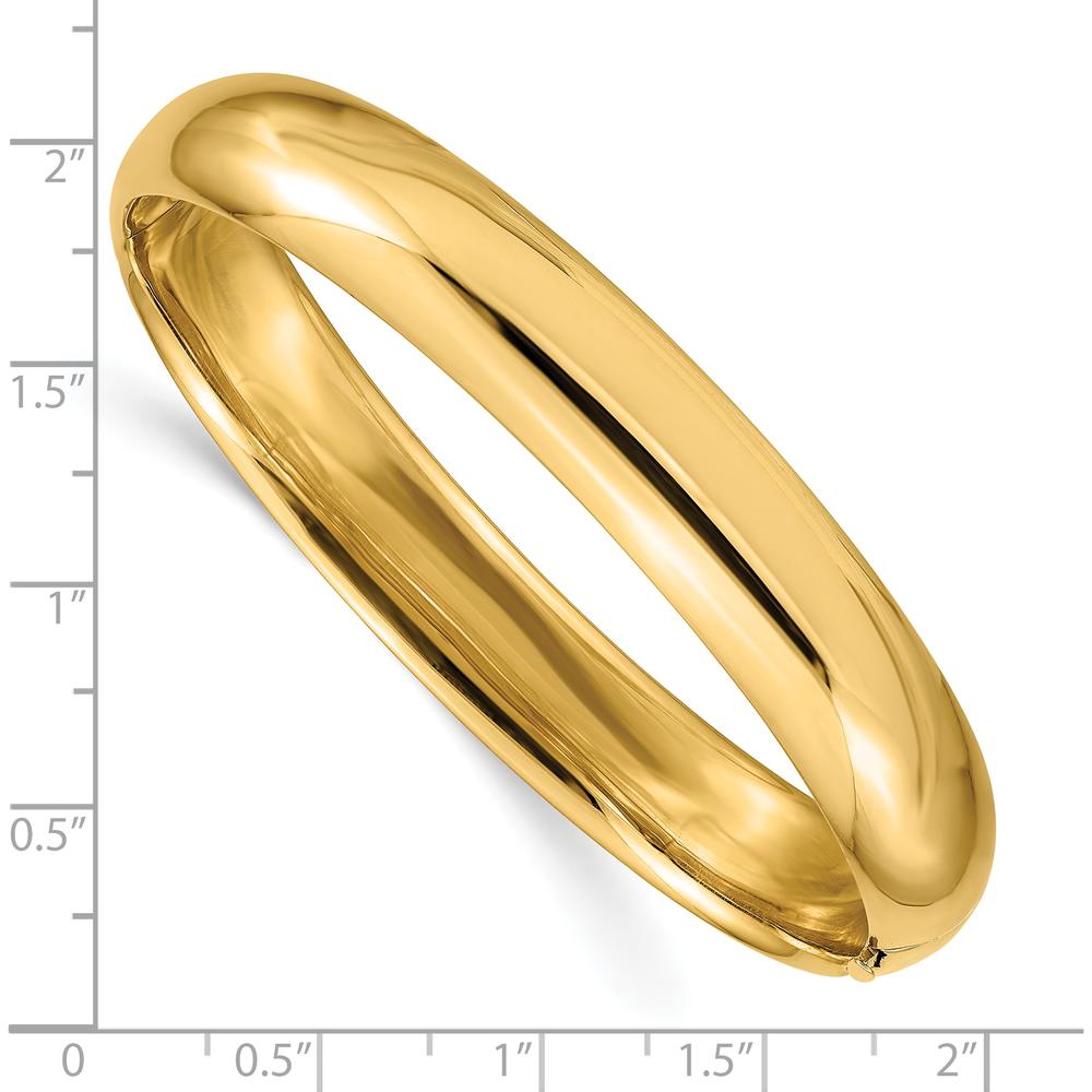 10K Yellow Gold High Polished Hinged Bangle Bracelet - 7" Length