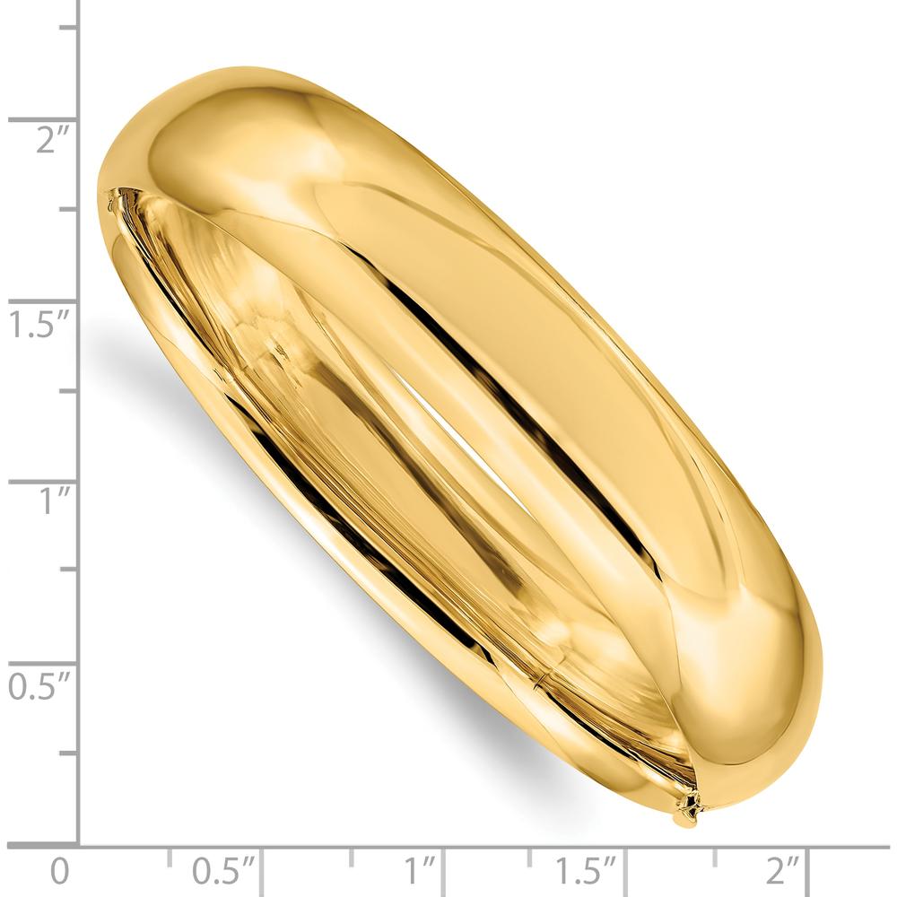10K Yellow Gold High Polished Hinged Bangle Bracelet - 7" Length