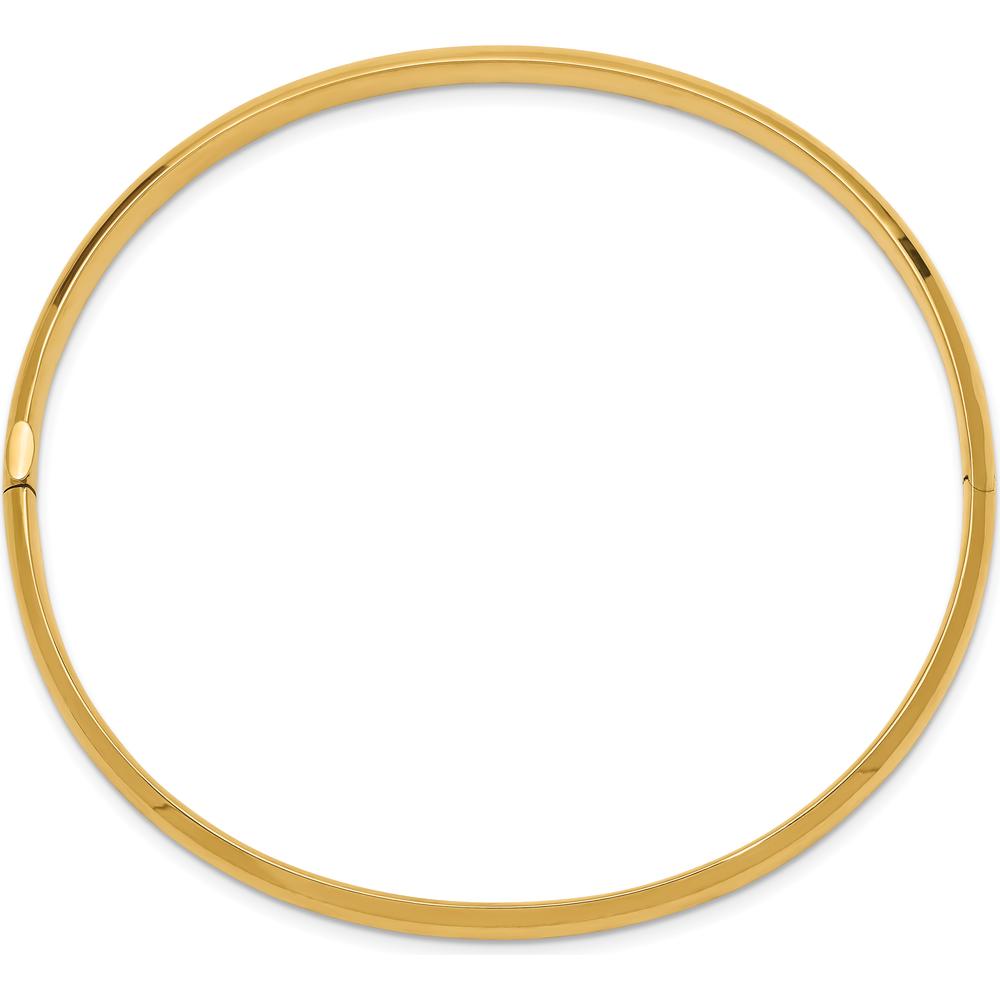 10K Yellow Gold High Polished Hinged Bangle Bracelet with Safety Bar