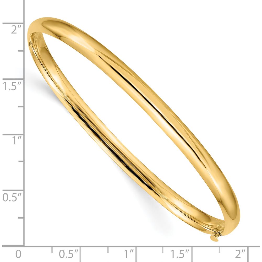 10K Yellow Gold High Polished Hinged Bangle Bracelet with Safety Bar