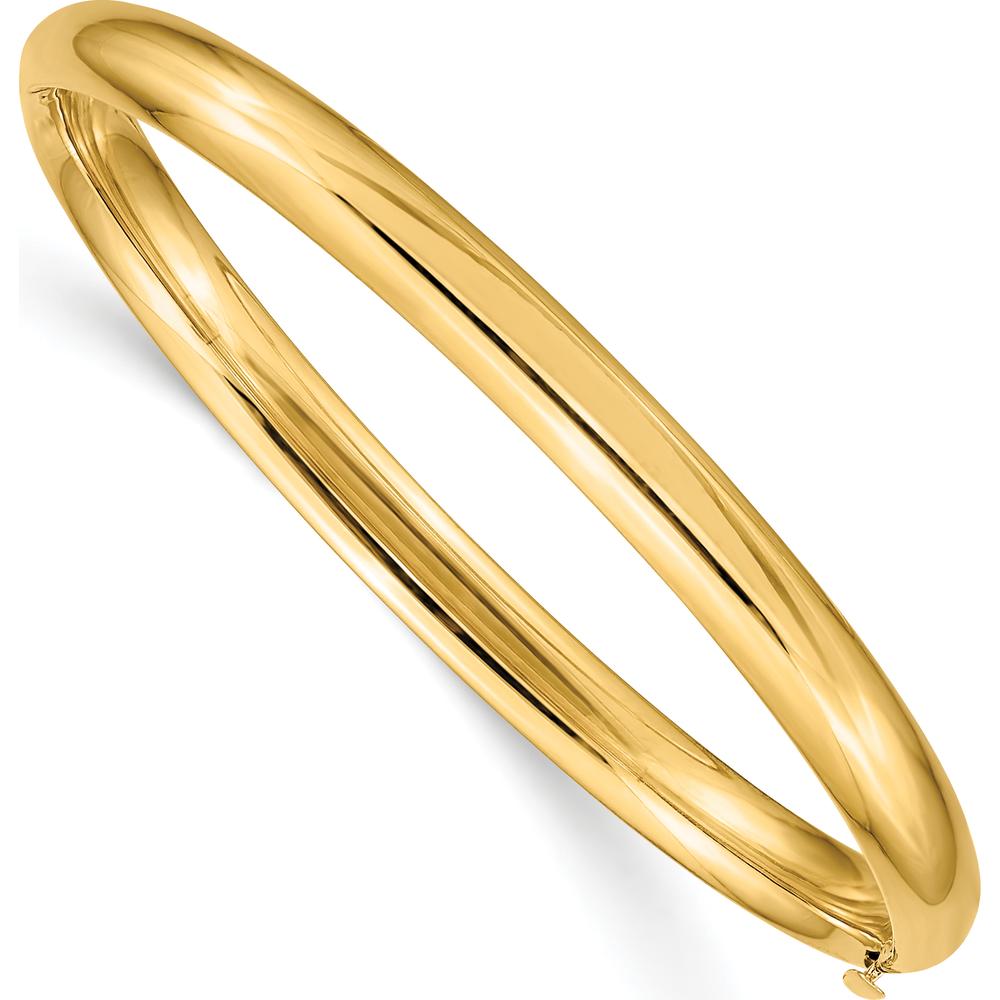 10K Yellow Gold Hinged Baby Bangle with Polished Finish - 5mm Width