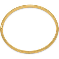 10K Yellow Gold Hinged Bangle Bracelet with Diamond-Cut Texture and Laser-Cut Design