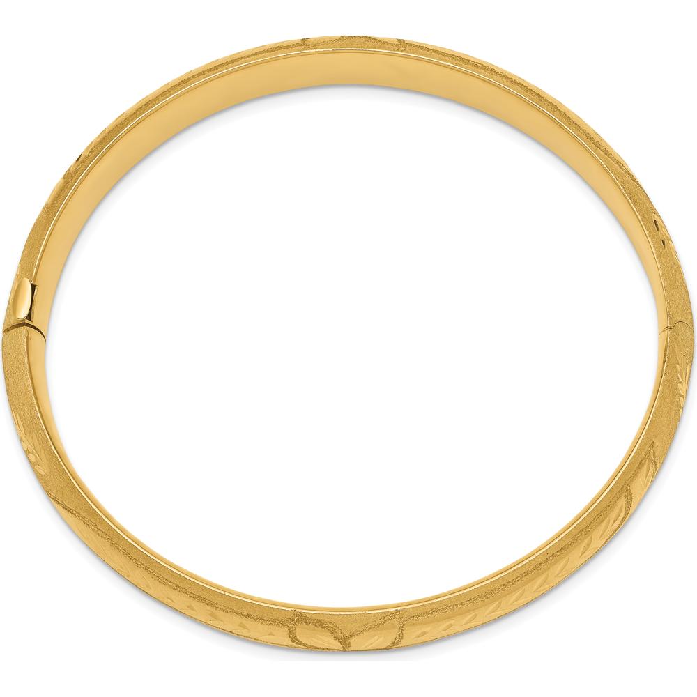10K Yellow Gold Hinged Florentine Engraved Bangle Bracelet - 10mm Width