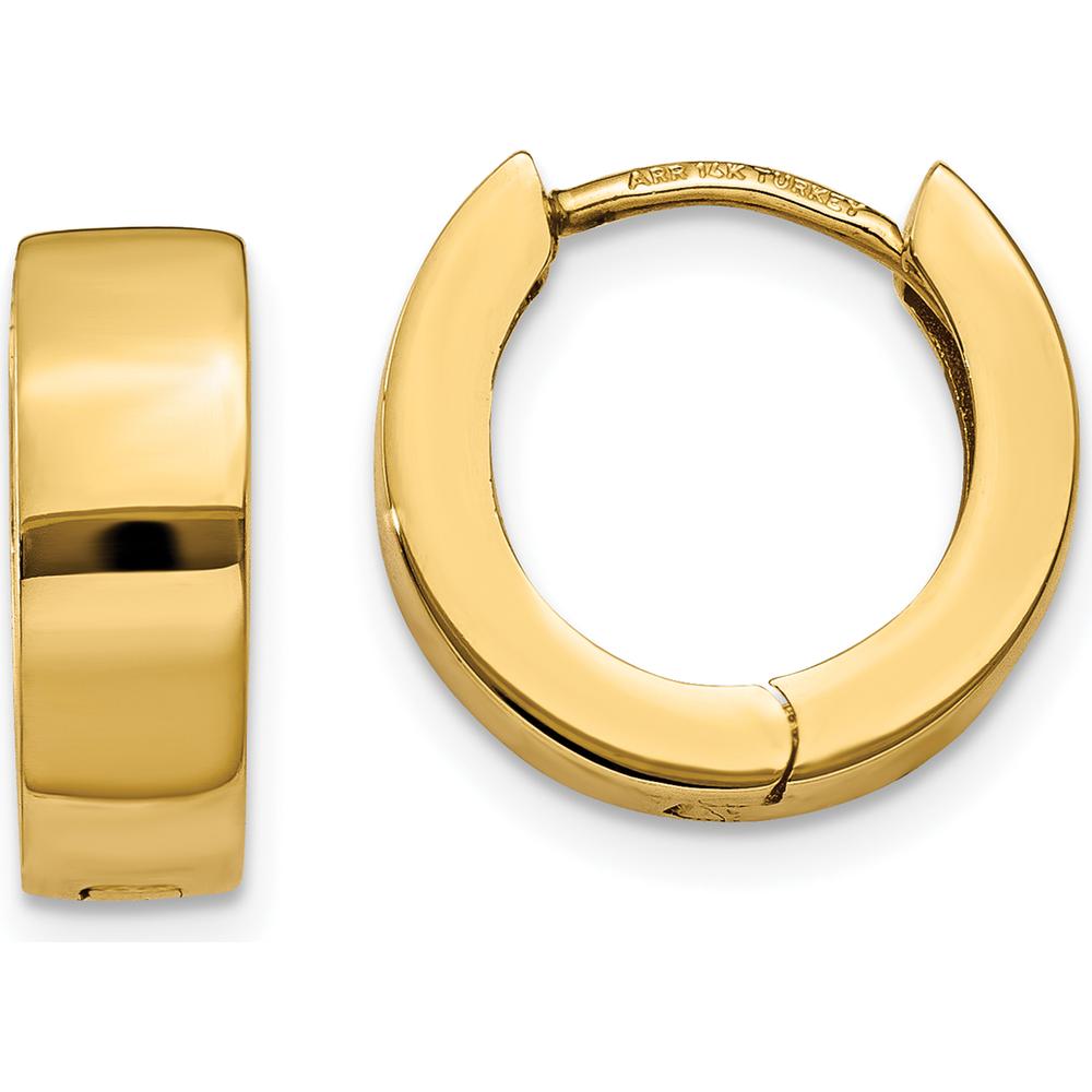 10K Yellow Gold Hinged Hoop Earrings - Polished Finish, 9mm Length