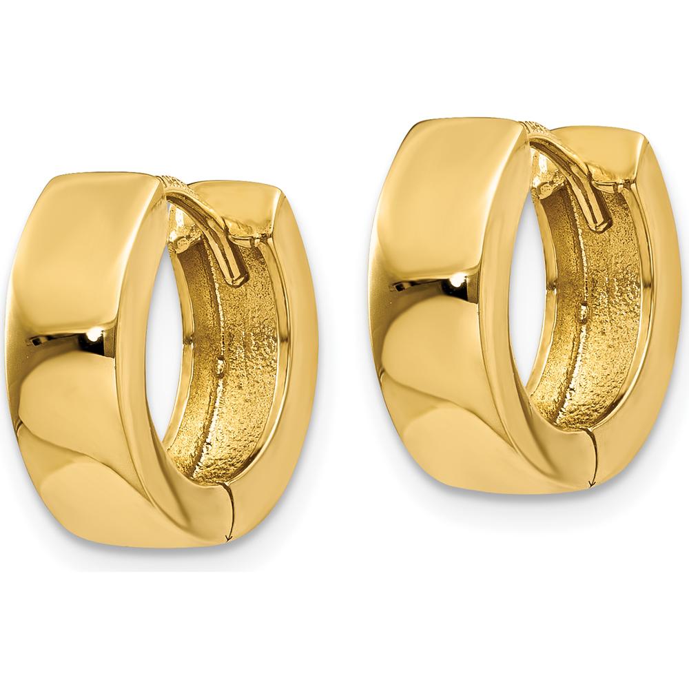 10K Yellow Gold Hinged Hoop Earrings - Polished Finish, 9mm Length