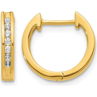 10K Yellow Gold Hinged Hoop Earrings with 0.50 Carat Total Diamond Weight by Oro Pregiato