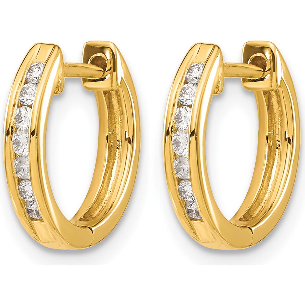 10K Yellow Gold Hinged Hoop Earrings with 0.50 Carat Total Diamond Weight by Oro Pregiato