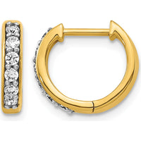 10K Yellow Gold Hinged Hoop Earrings with 1.00 Carat Total Round Diamonds by Oro Pregiato