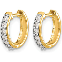 10K Yellow Gold Hinged Hoop Earrings with 1.00 Carat Total Round Diamonds by Oro Pregiato