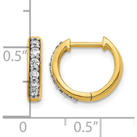10K Yellow Gold Hinged Hoop Earrings with 1.00 Carat Total Round Diamonds by Oro Pregiato
