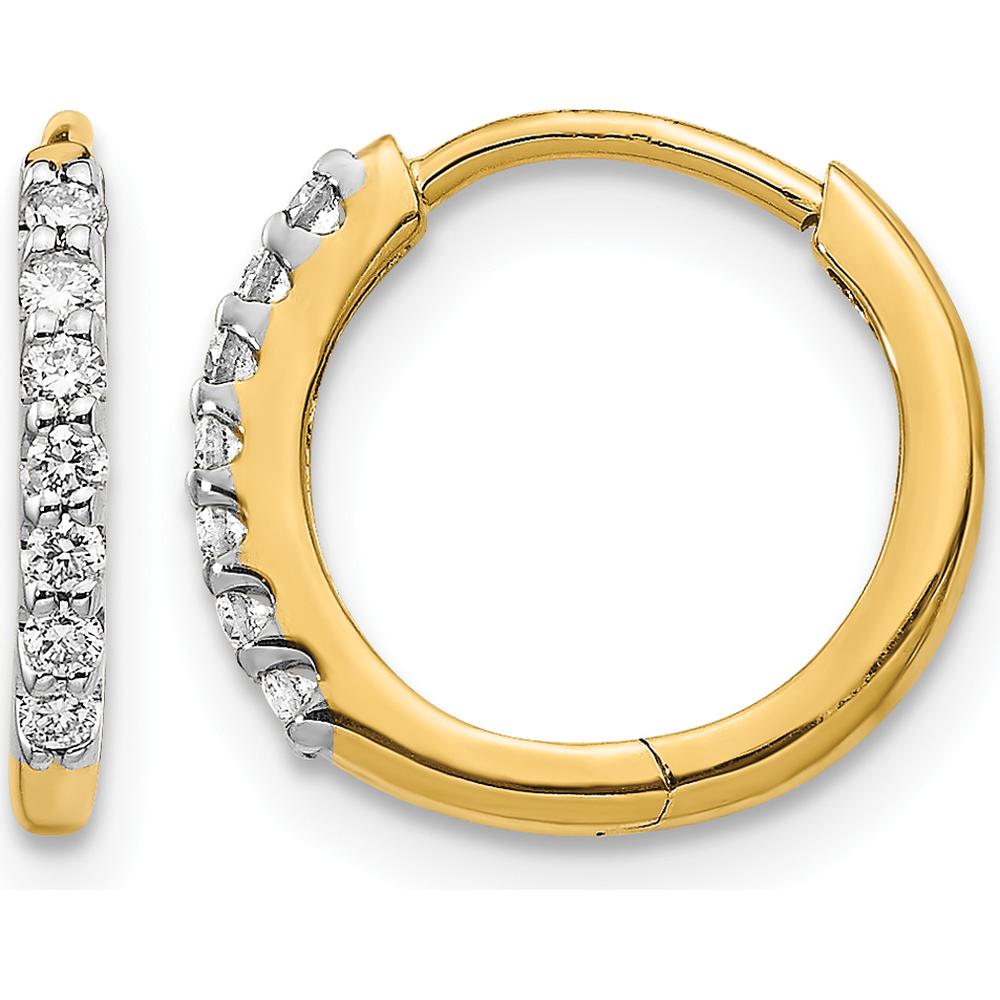 10K Yellow Gold Hinged Hoop Earrings with 1/2 Carat Total Diamond Weight by Oro Pregiato