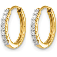 10K Yellow Gold Hinged Hoop Earrings with 1/2 Carat Total Diamond Weight by Oro Pregiato