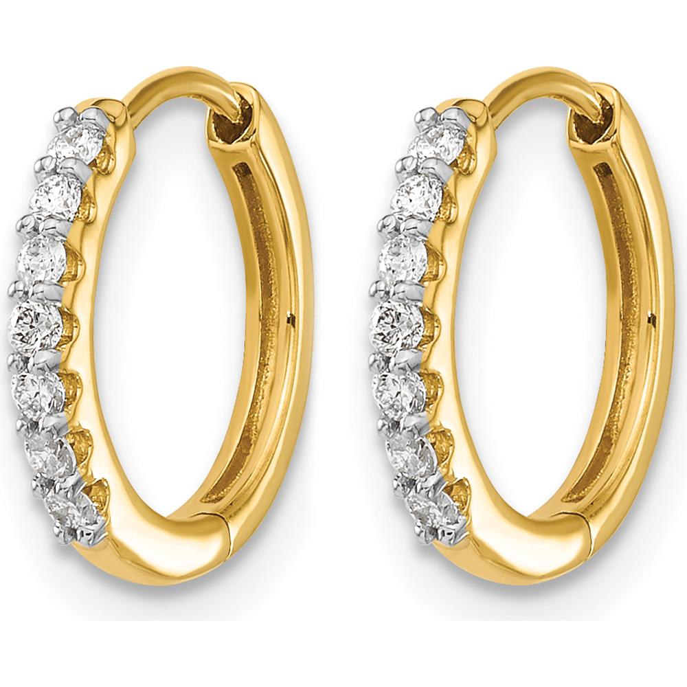 10K Yellow Gold Hinged Hoop Earrings with 1/2 Carat Total Diamond Weight by Oro Pregiato