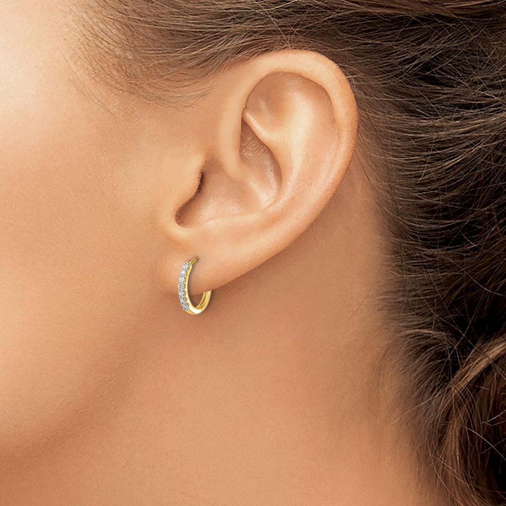10K Yellow Gold Hinged Hoop Earrings with 1/2 Carat Total Diamond Weight by Oro Pregiato