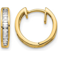10K Yellow Gold Hinged Hoop Earrings with Baguette Diamonds - 1.00 Carat Total Diamond Weight by Oro Pregiato