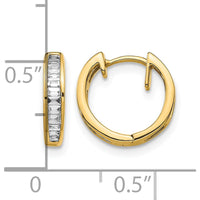 10K Yellow Gold Hinged Hoop Earrings with Baguette Diamonds - 1.00 Carat Total Diamond Weight by Oro Pregiato
