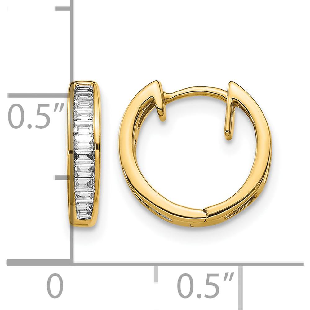 10K Yellow Gold Hinged Hoop Earrings with Baguette Diamonds - 1.00 Carat Total Diamond Weight by Oro Pregiato